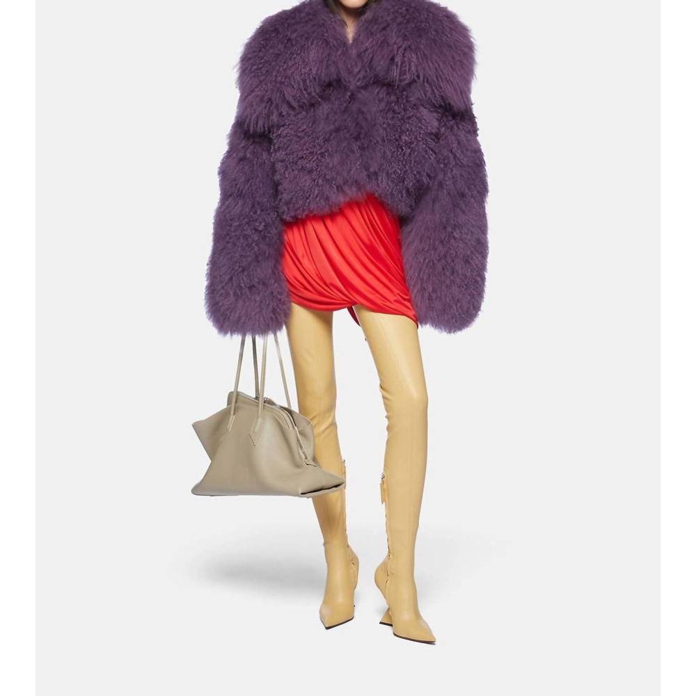 NEW THE ATTICO mongolia fur bomber jacket in violet